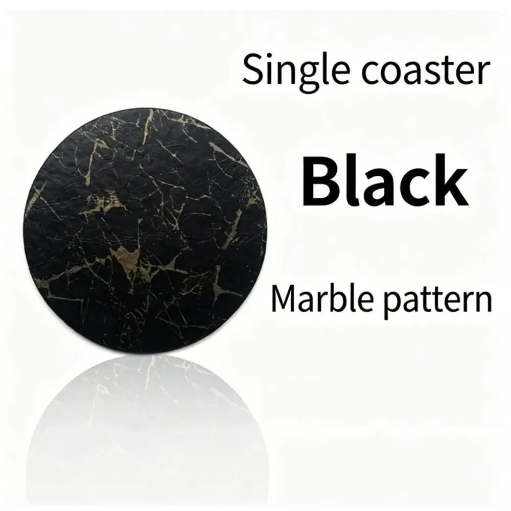 Black Gold Marble Double-Sided PU Coasters, Waterproof Heat Resistant for Coffee